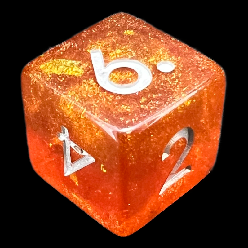 TDSO Confetti Gold Amber & Silver D6 Dice