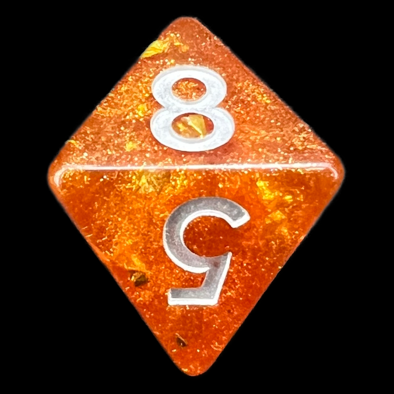 TDSO Confetti Gold Amber & Silver D8 Dice