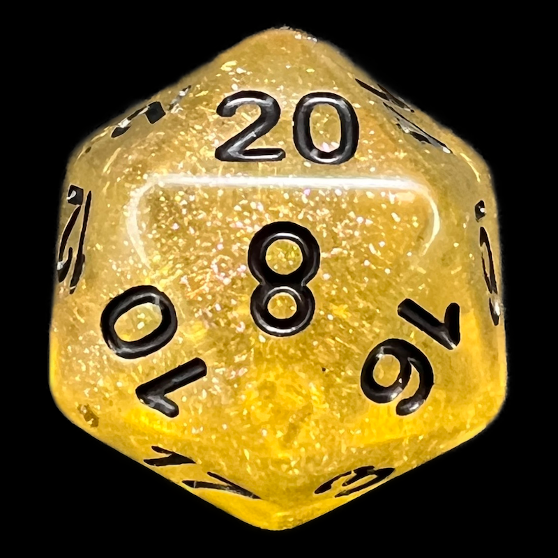 TDSO Confetti Gold & Black D20 Dice