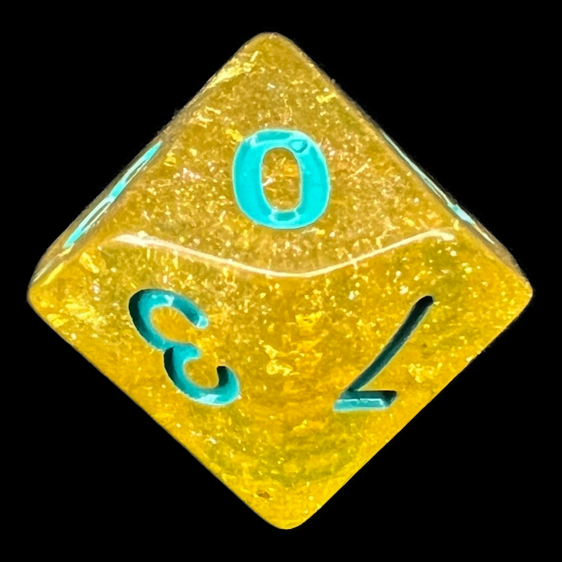 TDSO Confetti Gold & Turquoise D10 Dice
