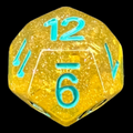 TDSO Confetti Gold & Turquoise D12 Dice