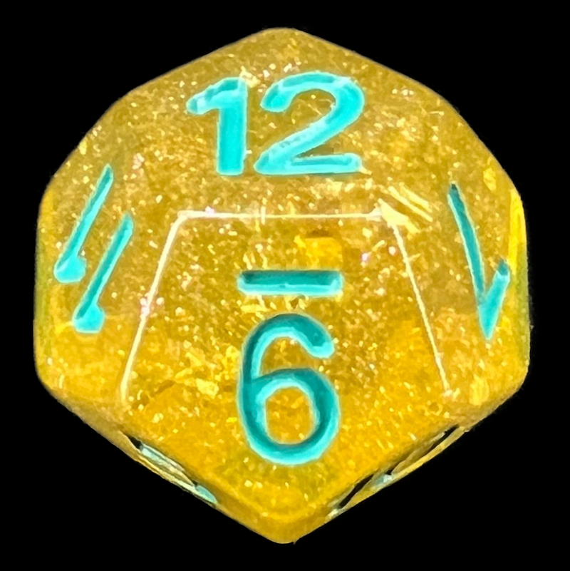 TDSO Confetti Gold & Turquoise D12 Dice