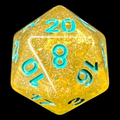 TDSO Confetti Gold & Turquoise D20 Dice