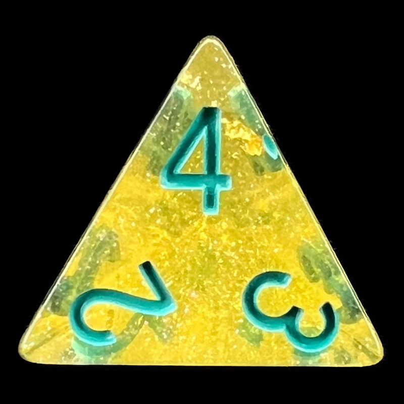 TDSO Confetti Gold & Turquoise D4 Dice