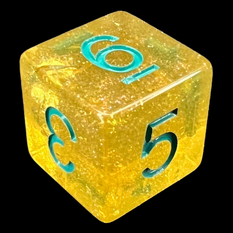 TDSO Confetti Gold & Turquoise D6 Dice