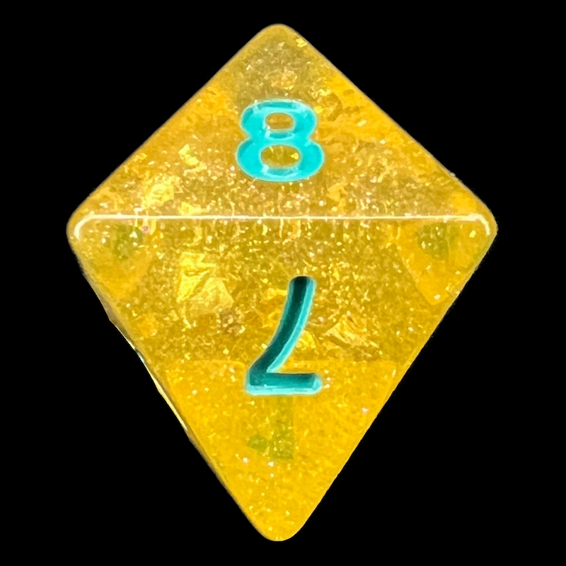 TDSO Confetti Gold & Turquoise D8 Dice
