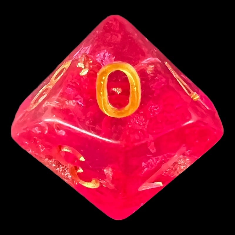 TDSO Confetti Hot Pink & Gold D10 Dice