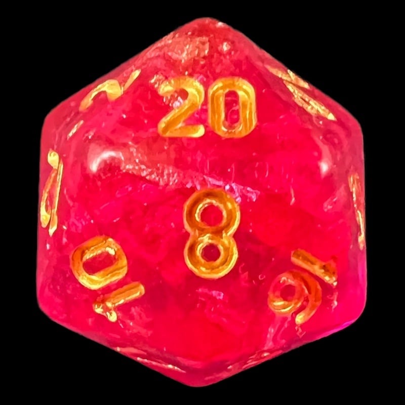 TDSO Confetti Hot Pink & Gold D20 Dice