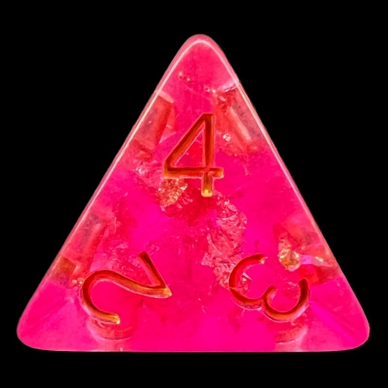 TDSO Confetti Hot Pink & Gold D4 Dice