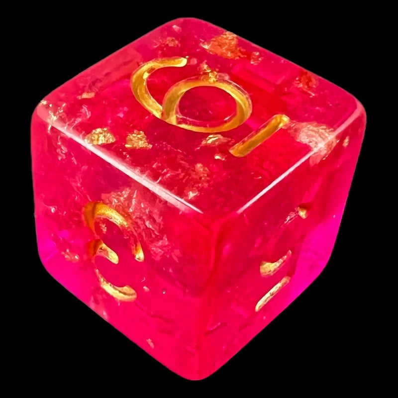 TDSO Confetti Hot Pink & Gold D6 Dice