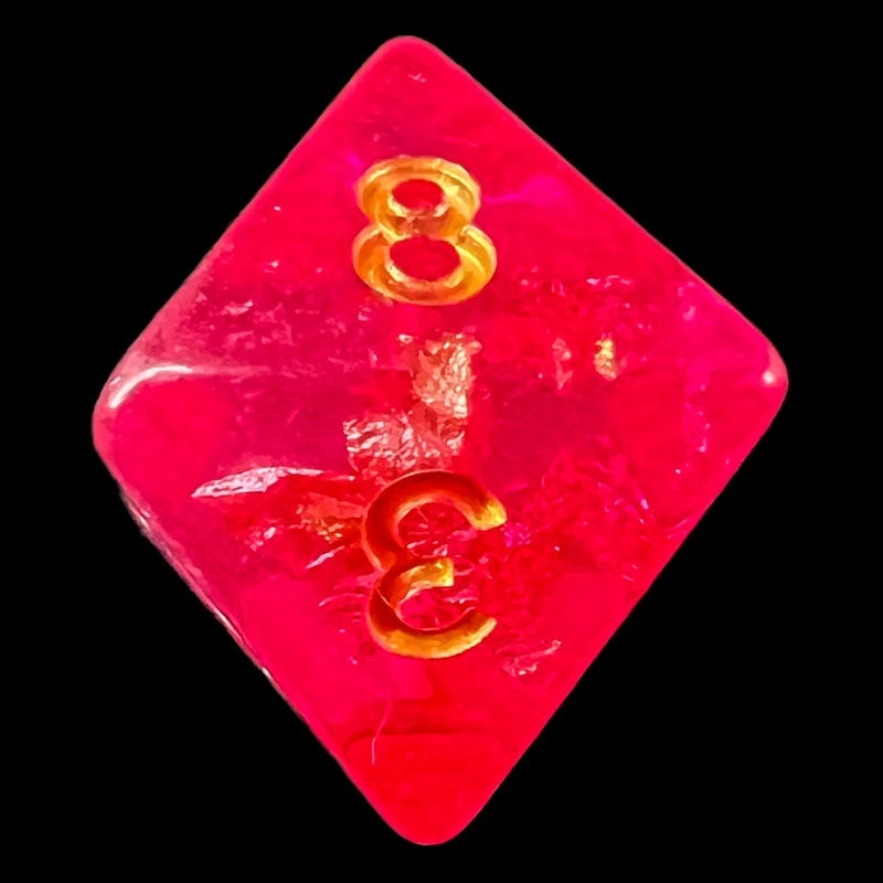 TDSO Confetti Hot Pink & Gold D8 Dice