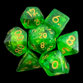 TDSO Confetti Bright Green Iridescent & Gold 7 Dice Polyset