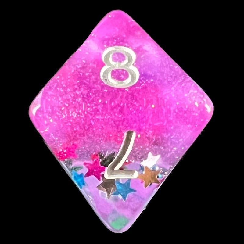 HALF PRICE CLEARANCE TDSO Confetti Layer Purple & Glitter D8 Dice