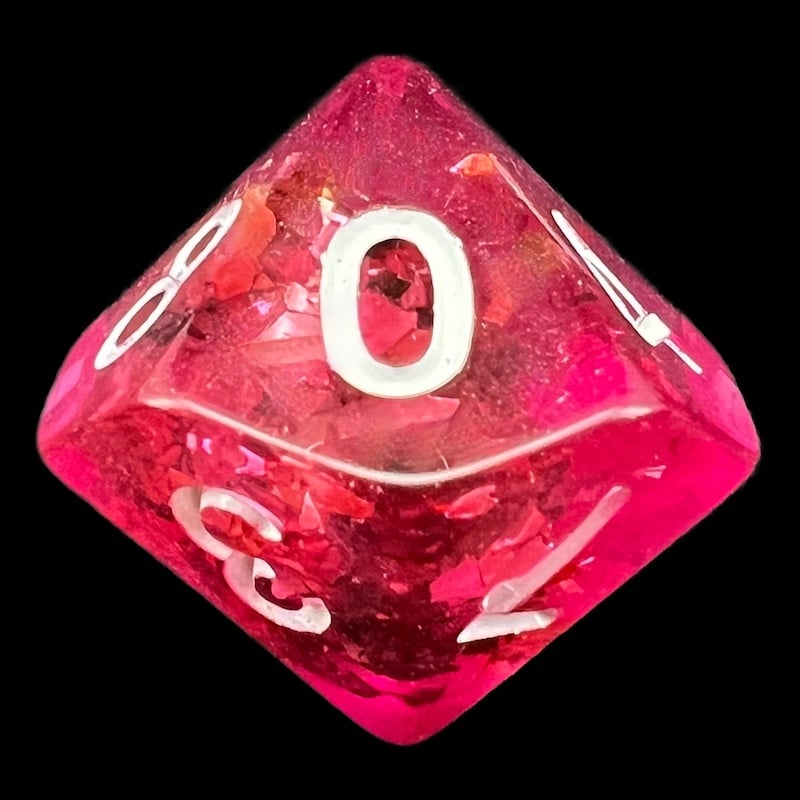 TDSO Confetti Pink & Silver D10 Dice