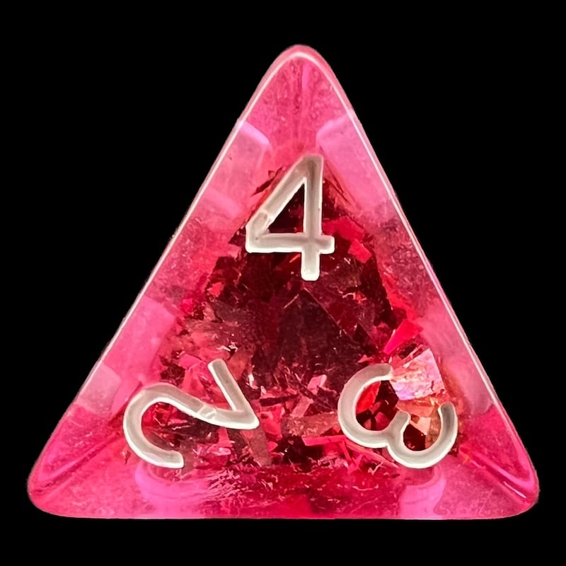 TDSO Confetti Pink & Silver D4 Dice