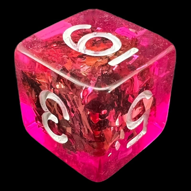 TDSO Confetti Pink & Silver D6 Dice