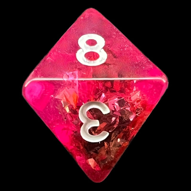 TDSO Confetti Pink & Silver D8 Dice
