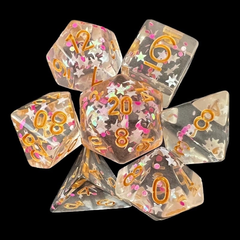 TDSO Confetti Princess Star 7 Dice Polyset