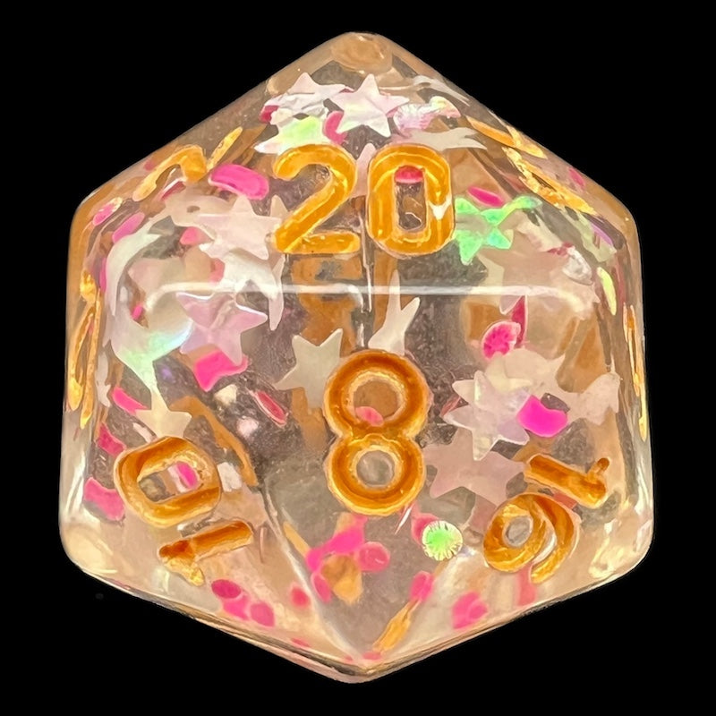 TDSO Confetti Princess Star D20 Dice