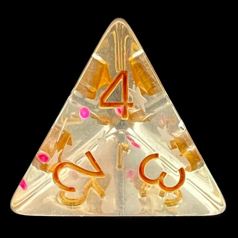 TDSO Confetti Princess Star D4 Dice