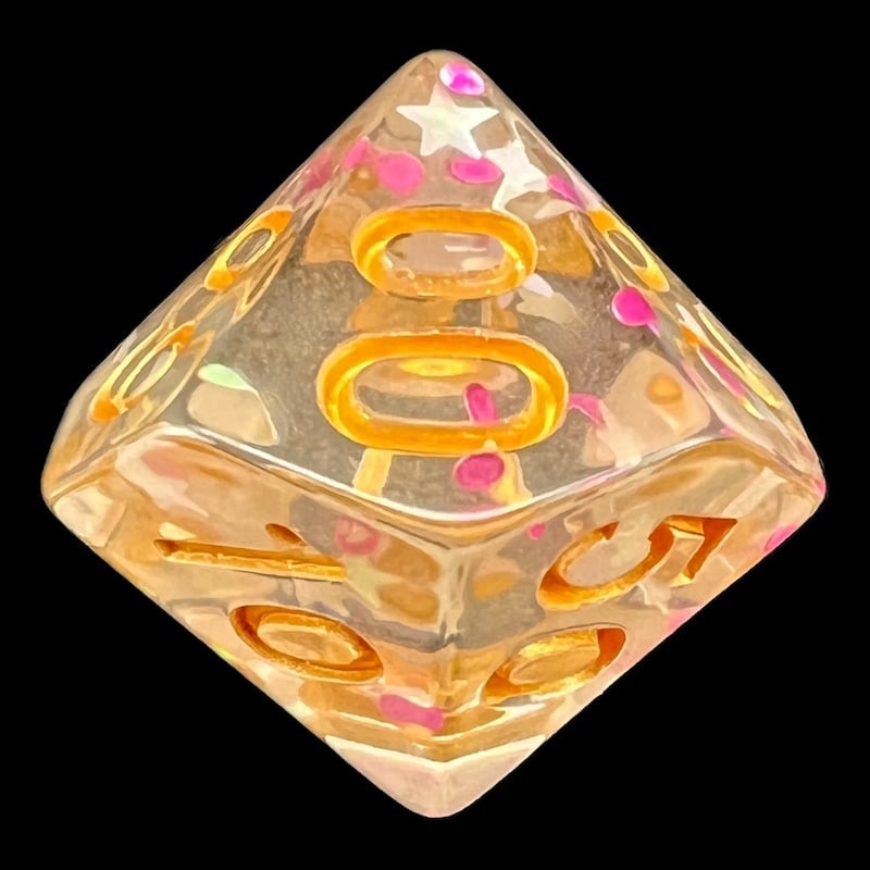 TDSO Confetti Princess Star Percentile Dice