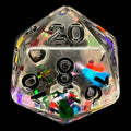TDSO Confetti Rainbow & Black D20 Dice
