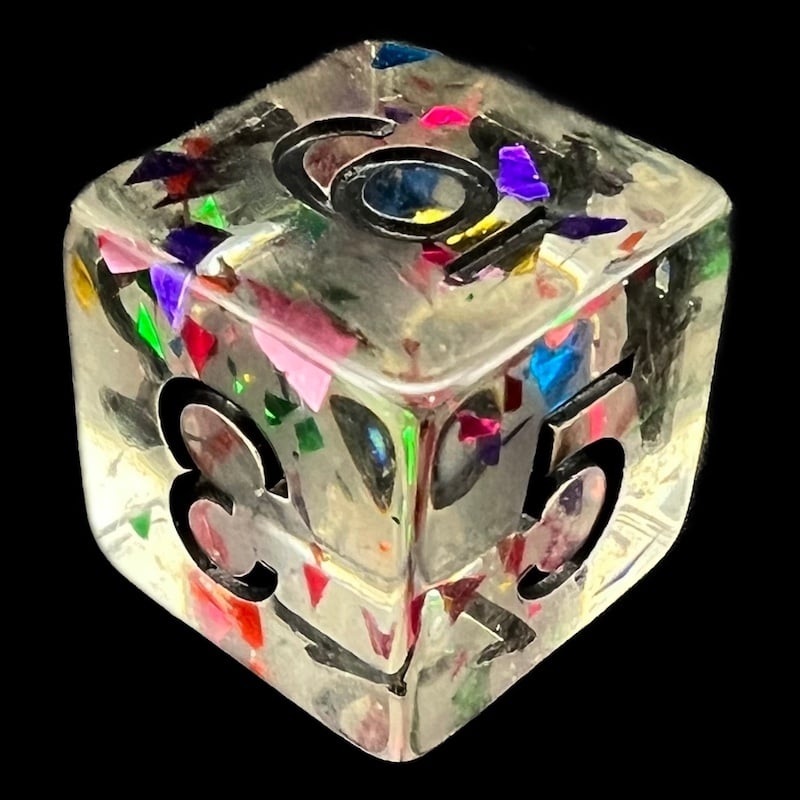TDSO Confetti Rainbow & Black D6 Dice