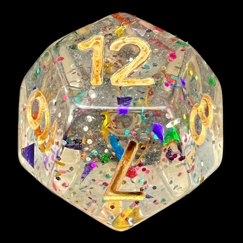 TDSO Confetti Rainbow Glitter D12 Dice