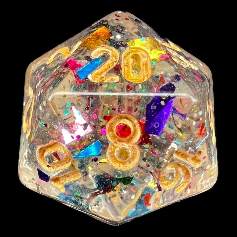 TDSO Confetti Rainbow Glitter D20 Dice