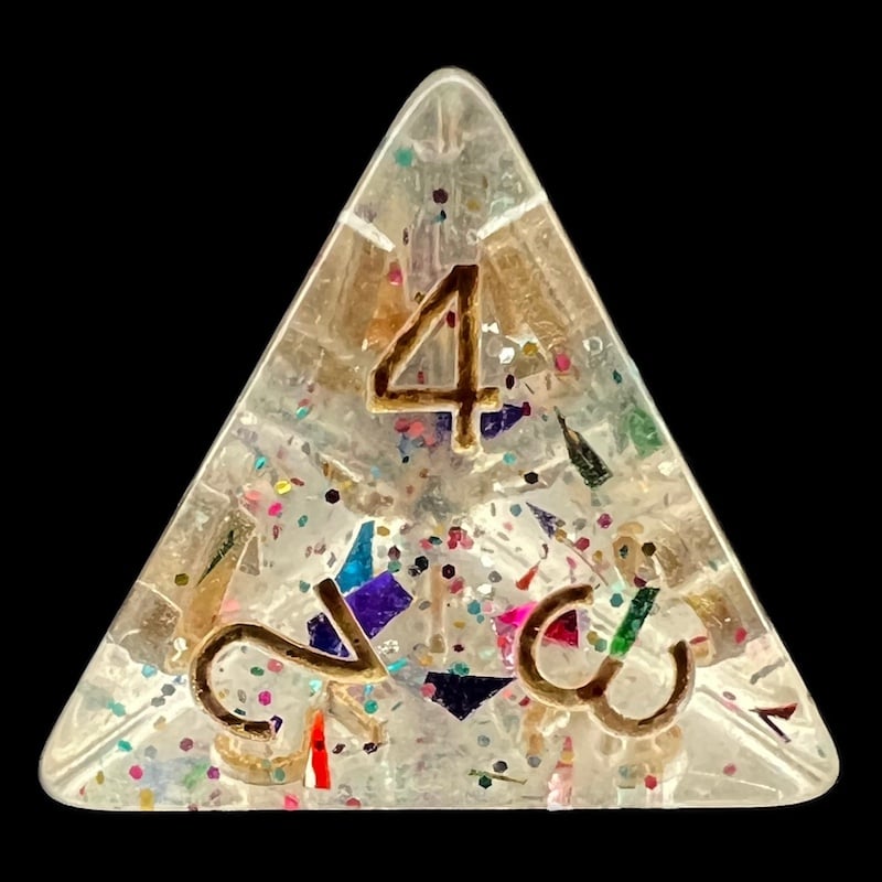 TDSO Confetti Rainbow Glitter D4 Dice