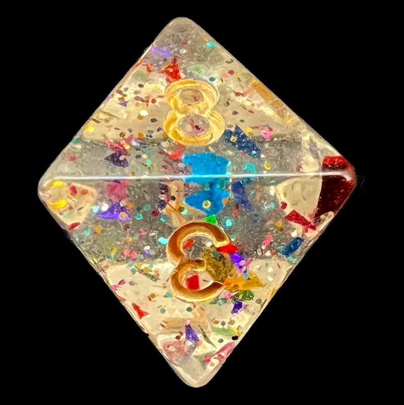 TDSO Confetti Rainbow Glitter D8 Dice