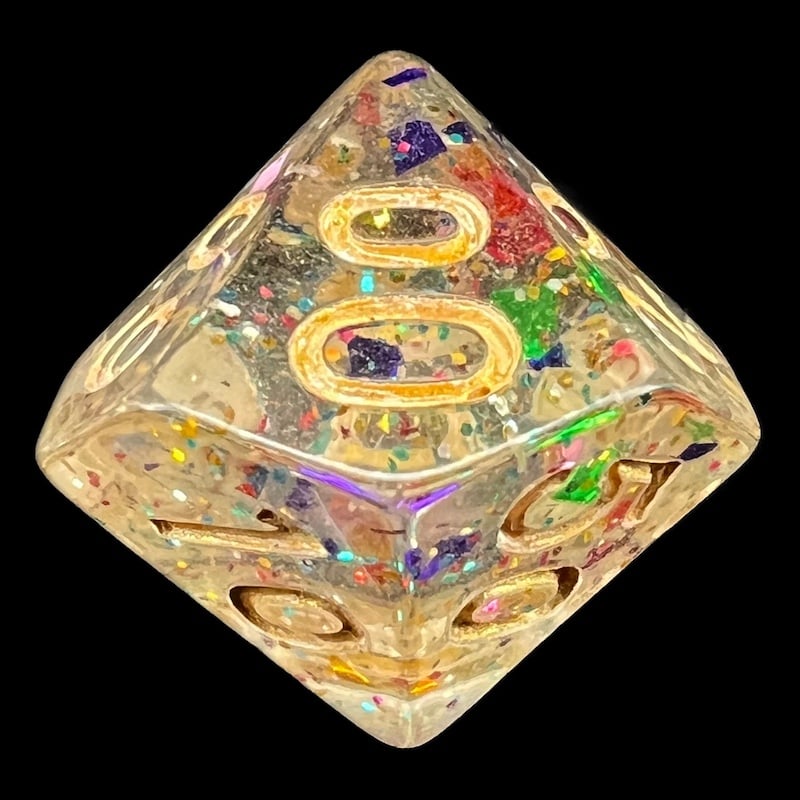 TDSO Confetti Rainbow Glitter Percentile Dice