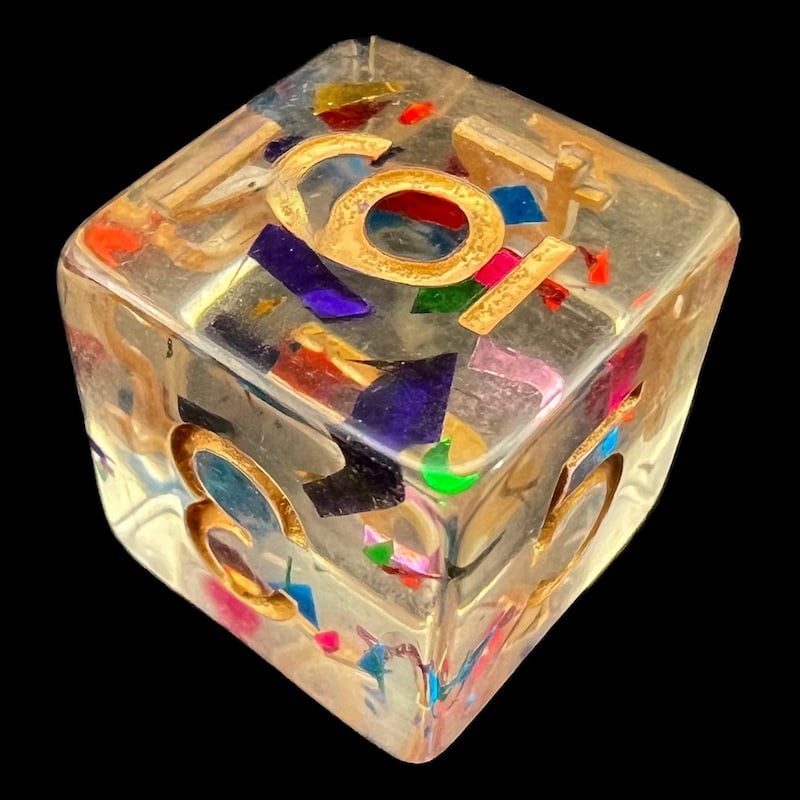 TDSO Confetti Rainbow & Gold D6 Dice