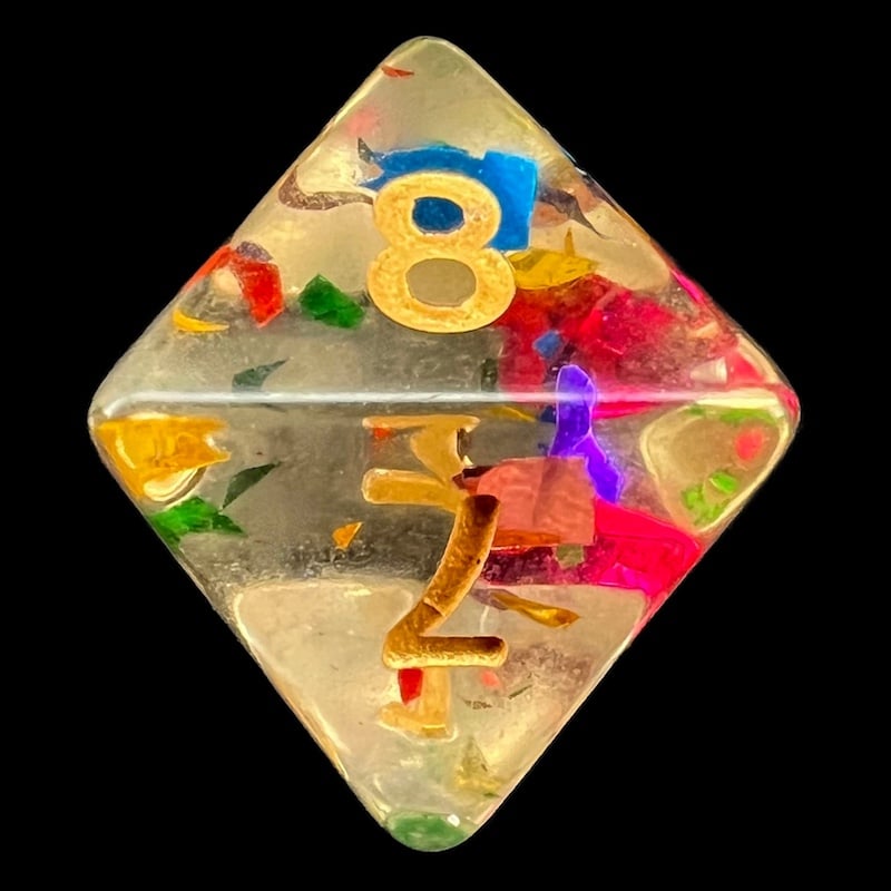 TDSO Confetti Rainbow & Gold D8 Dice