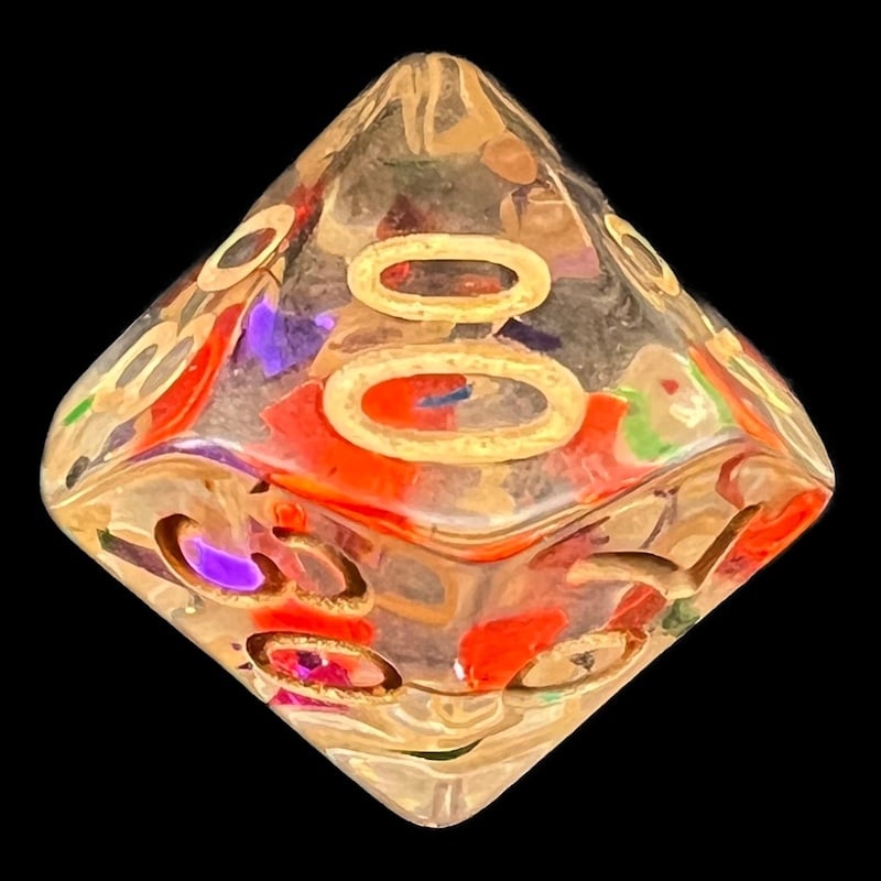 TDSO Confetti Rainbow & Gold Percentile Dice