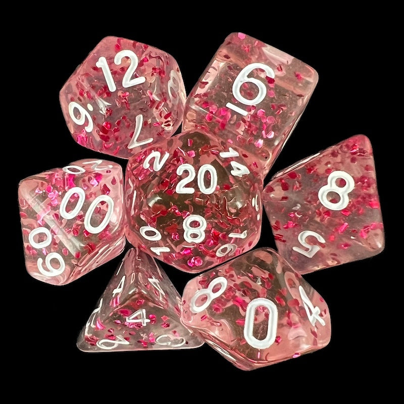 TDSO Confetti Rose Red 7 Dice Polyset