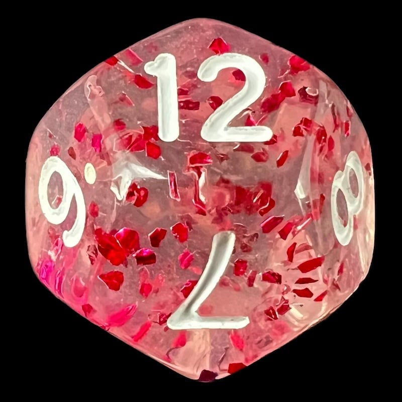 TDSO Confetti Rose Red D12 Dice