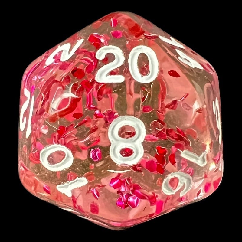 TDSO Confetti Rose Red D20 Dice