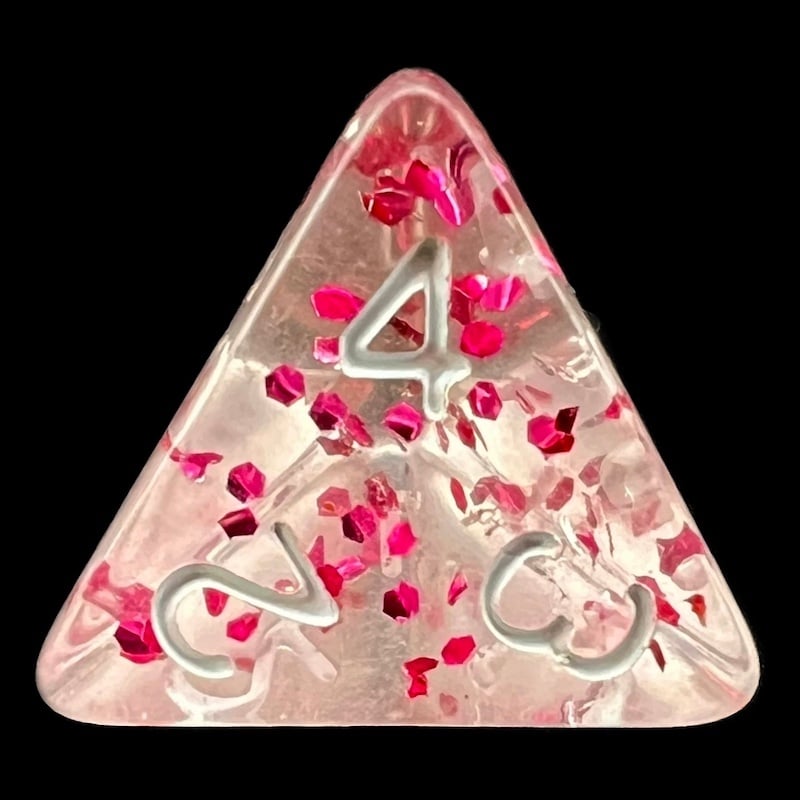TDSO Confetti Rose Red D4 Dice