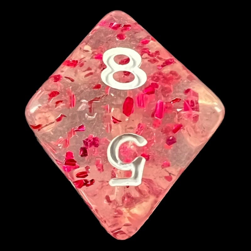 TDSO Confetti Rose Red D8 Dice