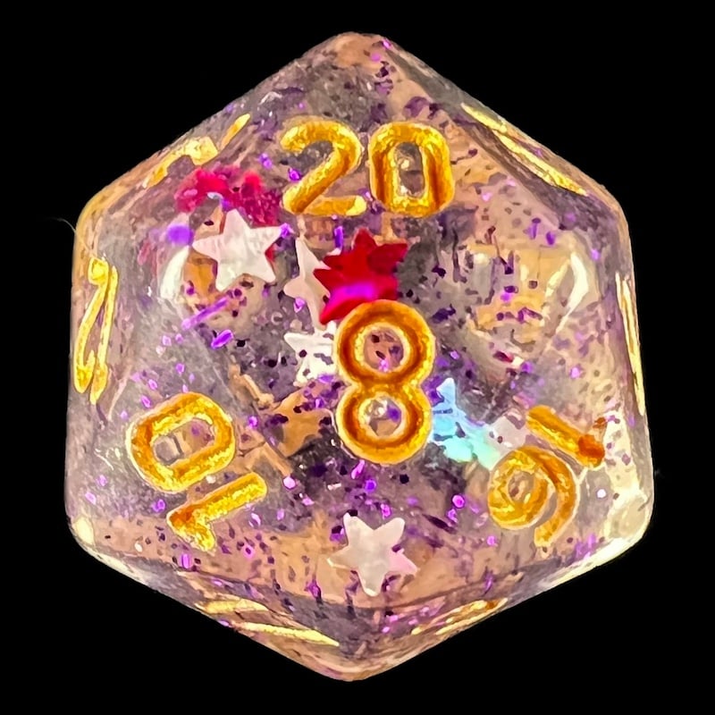 HALF PRICE CLEARANCE TDSO Confetti Royal Star D20 Dice