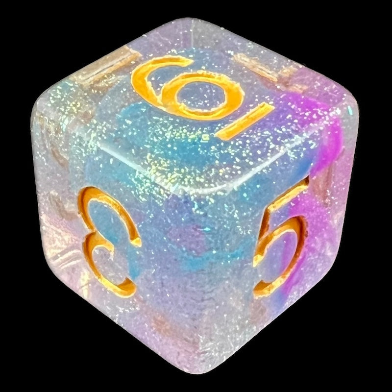 TDSO Confetti Sky Burst Blue & Purple D6 Dice