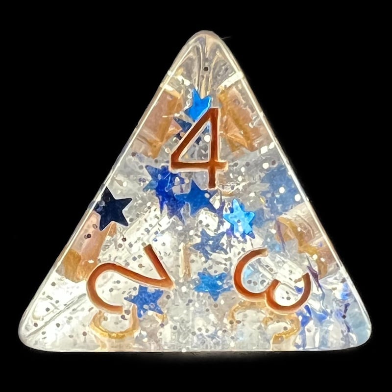 HALF PRICE CLEARANCE TDSO Confetti Sky Star D4 Dice