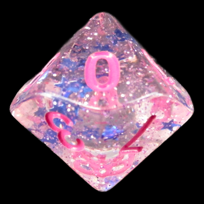 TDSO Confetti Superstar Blue & Pink D10 Dice