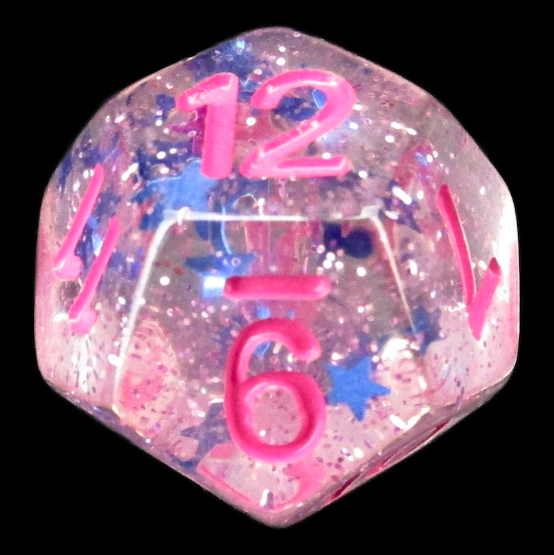 TDSO Confetti Superstar Blue & Pink D12 Dice