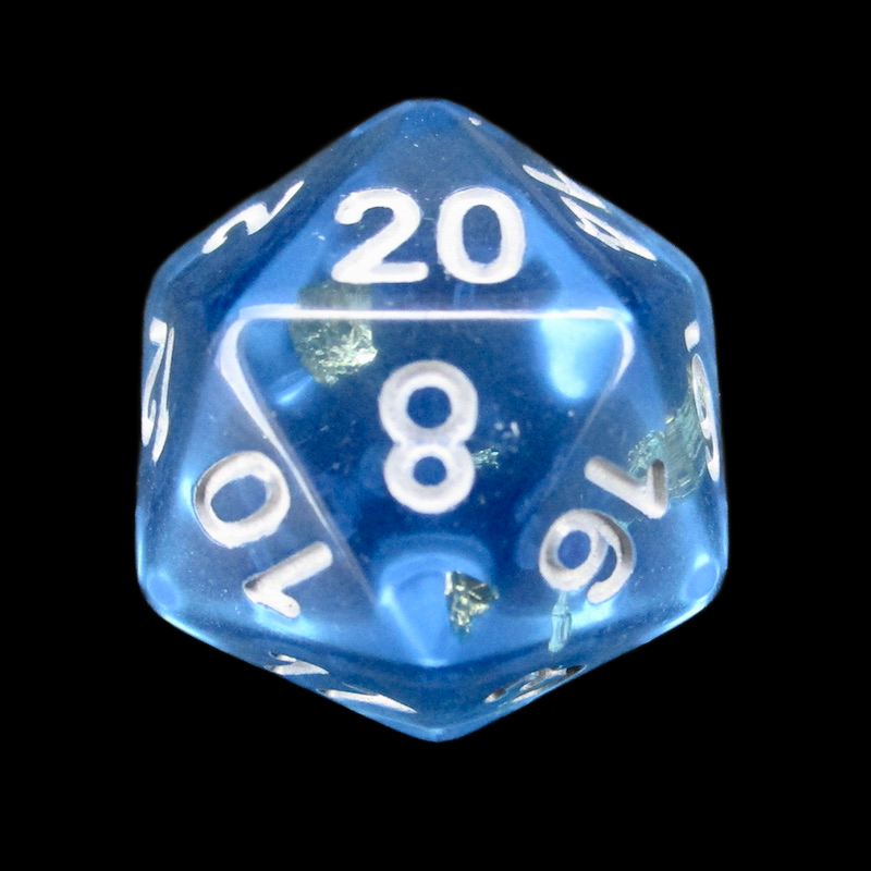 TDSO Confetti Teal & Gold D20 Dice