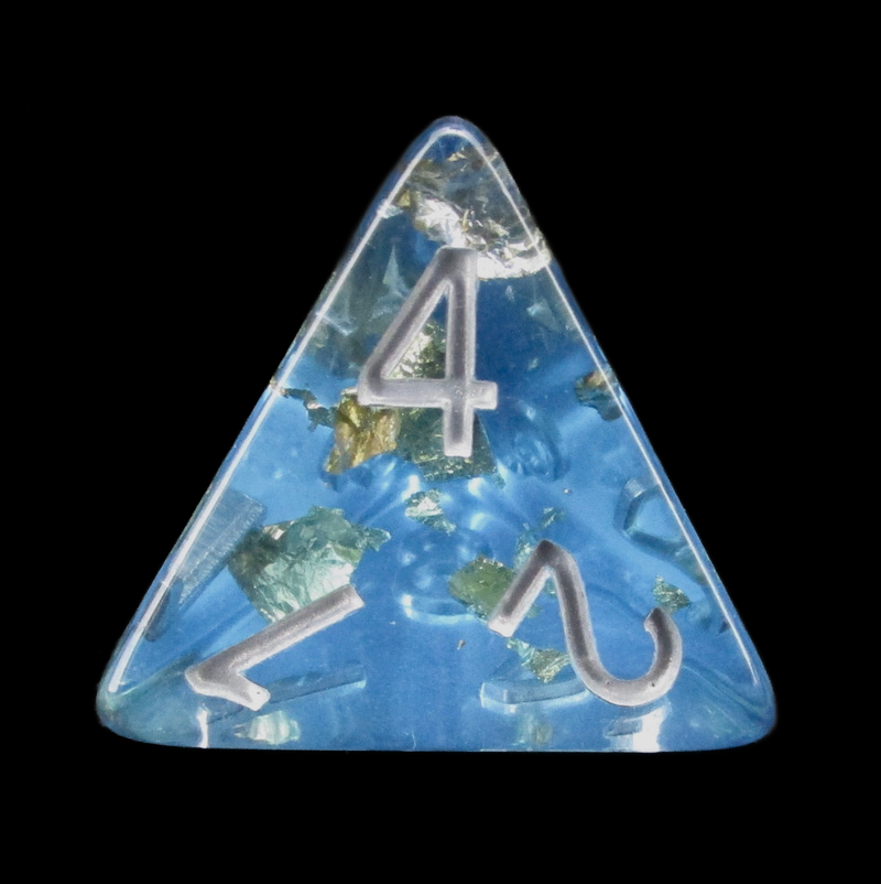 TDSO Confetti Teal & Gold D4 Dice