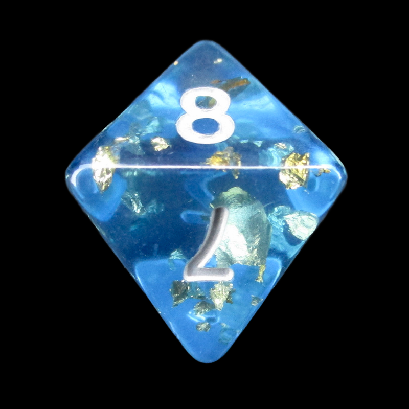 TDSO Confetti Teal & Gold D8 Dice