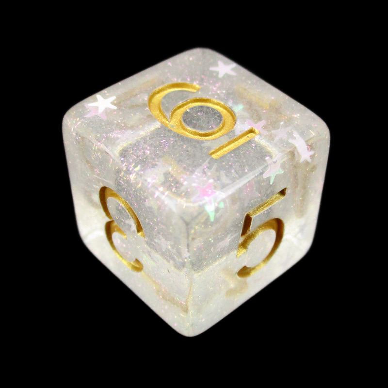 TDSO Confetti White Wizard D6 Dice