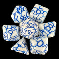 TDSO Crackle White & Blue 7 Dice Polyset